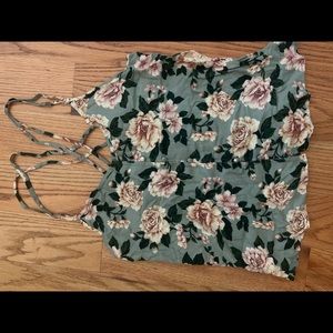 Floral cross back tank